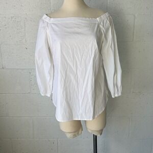 White House Black Market Off Shoulder Long Sleeve Blouse Top Women M